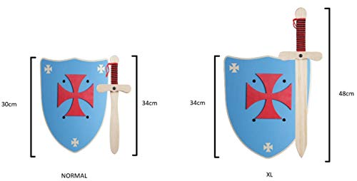 GERILEO Espada mas Escudo de Caballero de Madera artesanales - Complemento para Juegos y Disfraces. Disponible en Distintos Colores. (Escudo Verde - XL)
