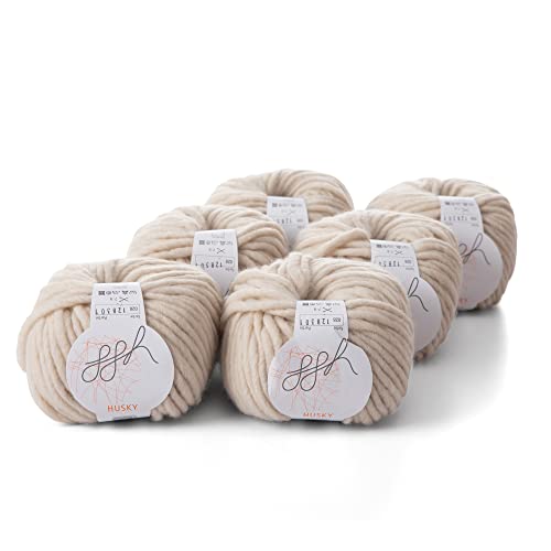 ggh Husky Box – 6 ovillos – Lana gruesa de lana virgen, adecuado para punto o ganchillo, color 028 – gris mármol