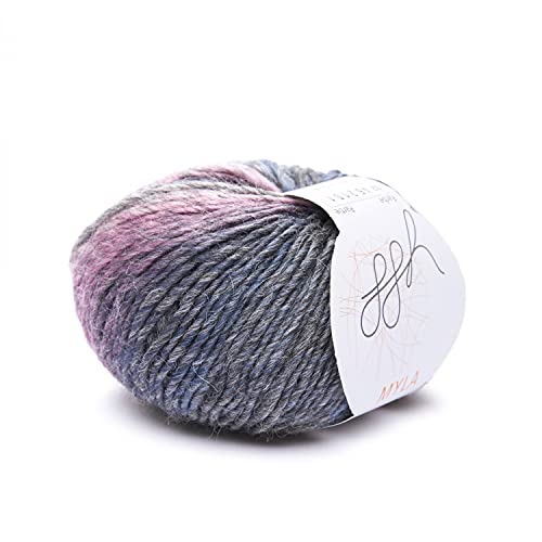 ggh Myla | Lana Virgen - Mezcla de Alpaca con Gran Degradado de Color - Ovillo de 50 g - Apto para Tejer y Crochet | Color 002 - Grau-Pastell Meliert