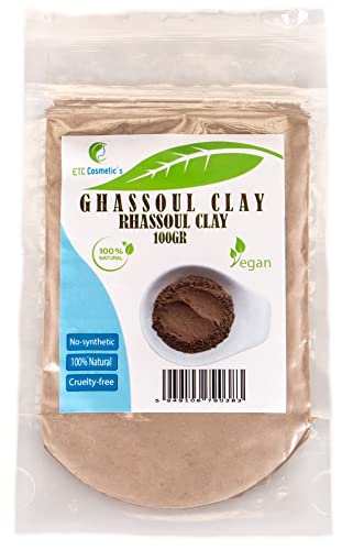 Ghassoul (Rhassoul clay) 100 g: una arcilla de lava natural utilizada como tratamiento para la piel y el cabello para la limpieza, exfoliación, muy suave y calmante.