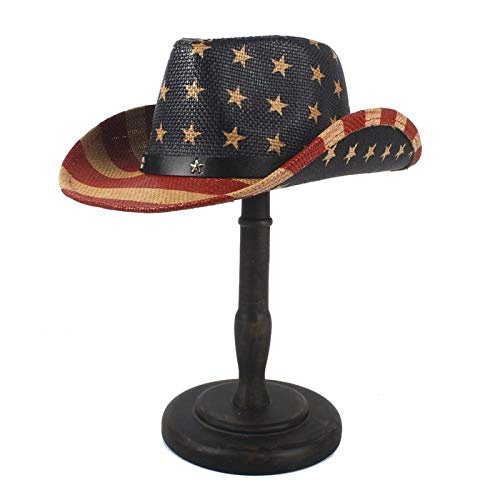 GHC Gorras y Sombreros 100% Paja Mujeres Hombres Western Cowboy Hat Jazz Church Godfather Fedora Sun Hat (Color : Natural, Talla : 56-58CM)