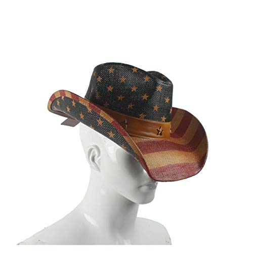 GHC Gorras y Sombreros 100% Paja Mujeres Hombres Western Cowboy Hat Jazz Church Godfather Fedora Sun Hat (Color : Natural, Talla : 56-58CM)