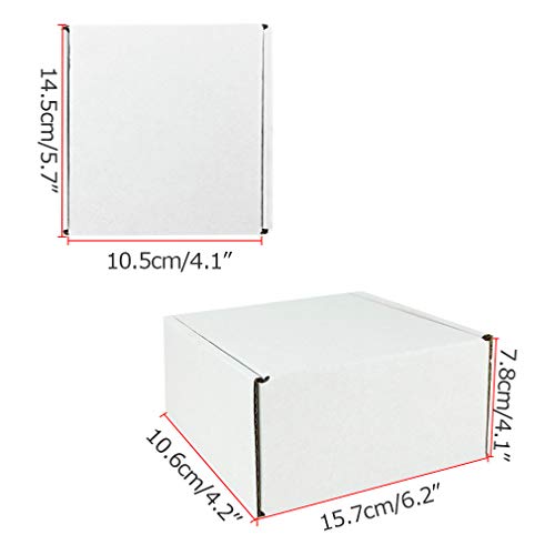 Giftgarden Caja de Cartón Kraft 15.3x10.2x7.6cm, Color Blanco, Cajitas de Carton Corrugado para Envíos, 25 Unidades