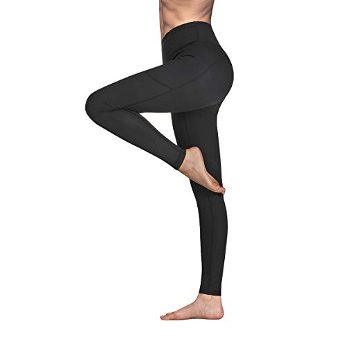 GIMDUMASA Pantalón Deportivo de Mujer Cintura Alta Leggings Mallas para Running Training Fitness Estiramiento Yoga y Pilates GI188(Negro,s)