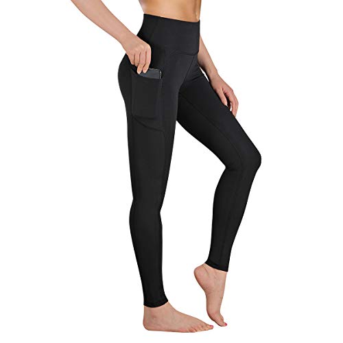 GIMDUMASA Pantalón Deportivo de Mujer Cintura Alta Leggings Mallas para Running Training Fitness Estiramiento Yoga y Pilates GI188(Negro,s)
