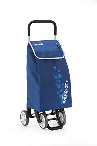 Gimi Twin - Carro de la compra, con 4 ruedas, bolsa impermeable de poliéster, capacidad de 56 litros, azul, 40 x 53 x 92 cm