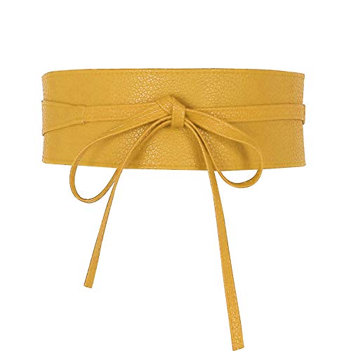 Glamexx24 Cinturón ancho Obi para mujer, cinturón clásico, amarillo dorado, Talla única