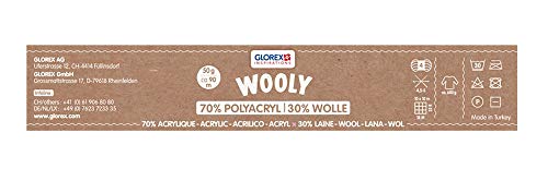 Glorex 5 1002 05 Wooly - Ovillo de lana (70% acrílico, 30% lana, muy suave y cálida, agradable de llevar, 50 g, aprox. 90 m, color gris claro, ideal para gorros, bufandas y calentadores.