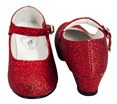 Gojoy shop- Zapato con Tacón de Danza Baile Flamenco o Sevillanas para Niña y Mujer,Contiene : Zapato con Tacón y Mochila de Cuerdas. 5 Colores Disponibles (P-Rojo, 28)