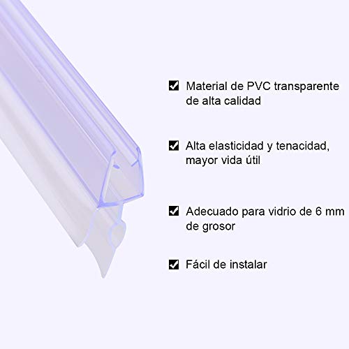 Goldge Junta para mampara de ducha | Junta de goma de repuesto Fabricado en PVC Duro y PVC Suave Ajustable Usar a el Cristal de 6 mm