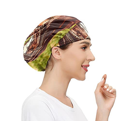 Gorra de mujer para cabello largo Trabajo sombrero con banda elástica ajustable Gorras de trabajo para hombres Trabajo cabeza bufanda 3D Impreso Sombreros Naturaleza Marrón Caballo