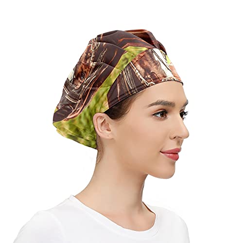 Gorra de mujer para cabello largo Trabajo sombrero con banda elástica ajustable Gorras de trabajo para hombres Trabajo cabeza bufanda 3D Impreso Sombreros Naturaleza Marrón Caballo