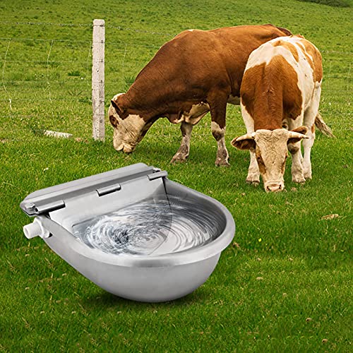 Greensen - Bebedero automático de 4 l, Cuenco de Acero Inoxidable para criar Mascotas, Bebedero de Agua con válvula de Flotador, abrevadero, Suministros agrícolas para bueyes, Caballos, Cabras,