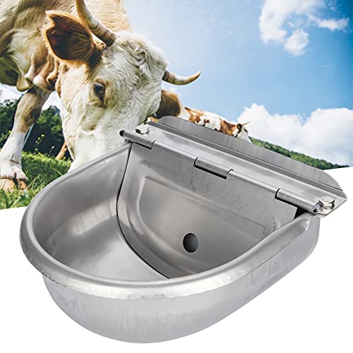 Greensen - Bebedero automático de 4 l, Cuenco de Acero Inoxidable para criar Mascotas, Bebedero de Agua con válvula de Flotador, abrevadero, Suministros agrícolas para bueyes, Caballos, Cabras,