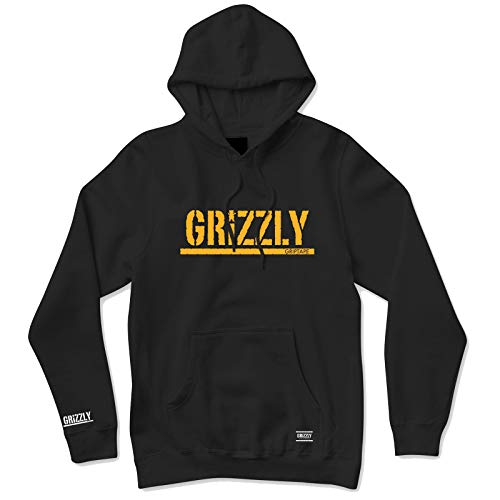 Grizzly Griptape Men's OG Stamp Long Sleeve Pullover Hoodie Black/Orange S