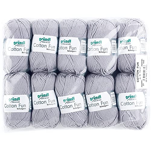 Gründl Cotton Fun Lana, algodón, algodón, Gris Claro, 27.00 x 11.00 x 07.00 cm
