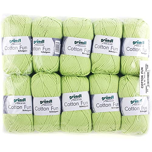 Gründl Cotton Fun Lana, algodón, algodón, Verde Claro, 27.00 x 11.00 x 07.00 cm