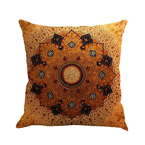 Gspirit 4 Pack Retro Mandala Bohemia Algodón Lino Throw Pillow Case Funda de Almohada para Cojín 45x45 cm
