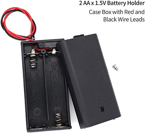 GTIWUNG 9Pcs AA 3V batería Titular Caso Caja de Almacenamiento de la batería de plástico con Interruptor ON/Off, DIY 2 × AA Caja de Pila Doble, Portapilas con Cables de Interruptor