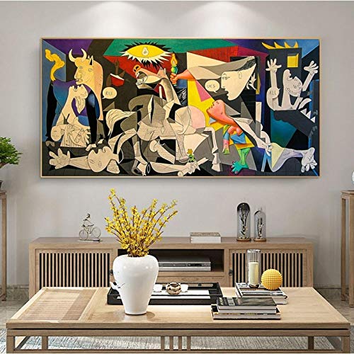 Guernica de Picasso, pinturas en lienzo, reproducciones, carteles e impresiones famosos, arte de pared, cuadros de Picasso para sala de estar, 75x150 cm sin marco