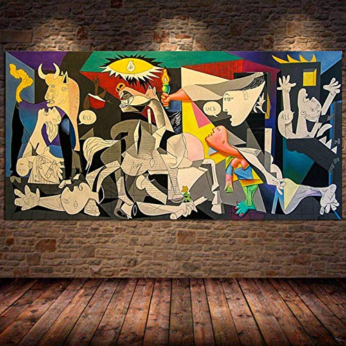 Guernica de Picasso, pinturas en lienzo, reproducciones, carteles e impresiones famosos, arte de pared, cuadros de Picasso para sala de estar, 75x150 cm sin marco