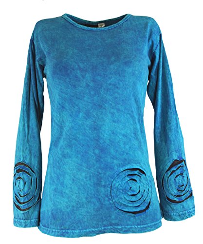 GURU-SHOP, Camisa Manga Larga en Espiral, Azul, Algodón, Tamaño:S (36), Suéteres, Sudaderas de Manga Larga