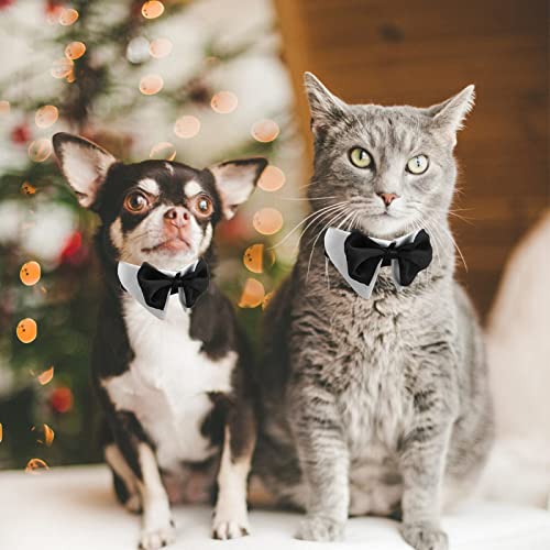 HACRAHO Pajarita para perro, 1 pieza blanca ajustable para el cuello para mascotas, corbata de esmoquin y collar para perros pequeños, gatos, para bodas, fiestas de cumpleaños