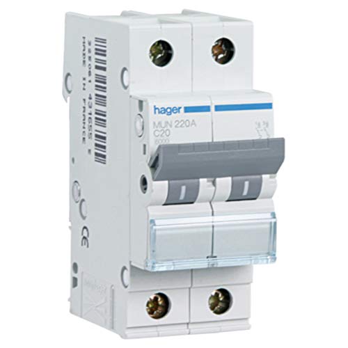 Hager MUN516A Interruptor Automático Magnetotérmico Serie MU, 1P+N, 16A, curva C, 6KA