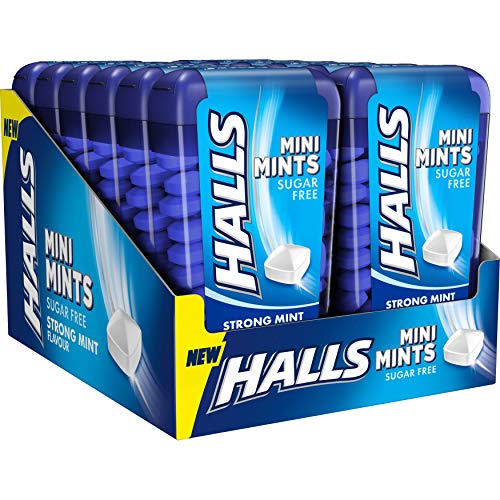 Halls Mini Mints - Caramelos comprimidos - Sabor Menta Fuerte - Paquete con 12 envases de 12.5 g