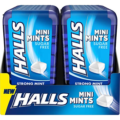 Halls Mini Mints - Caramelos comprimidos - Sabor Menta Fuerte - Paquete con 12 envases de 12.5 g