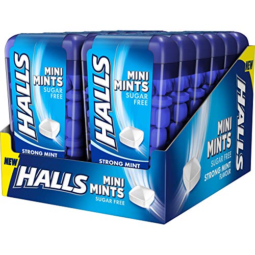 Halls Mini Mints - Caramelos comprimidos - Sabor Menta Fuerte - Paquete con 12 envases de 12.5 g