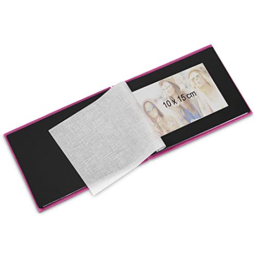 Hama Fine Art - Álbum de fotos, 50 páginas negras (25 hojas), álbum con espiral, 24 x 17 cm, con compartimento para insertar foto, negro