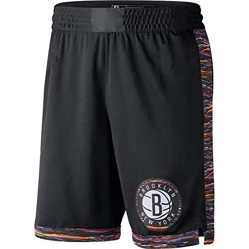 HANJIAJKL Pantalones Cortos de Baloncesto Hombres,NBA Brooklyn Nets Shorts,Retro Baloncesto Uniformes,Bordado Transpirable y Resistente al Desgaste,City Edition,S