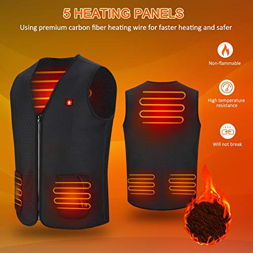 Haofy Chaleco Calefactable para Hombres y Mujeres Chaqueta Térmica de 5 V con Calefacción Ropa Chaleco Termico Electrico, Alimentado por Una Recargable del Banco de Eenergía (XL)