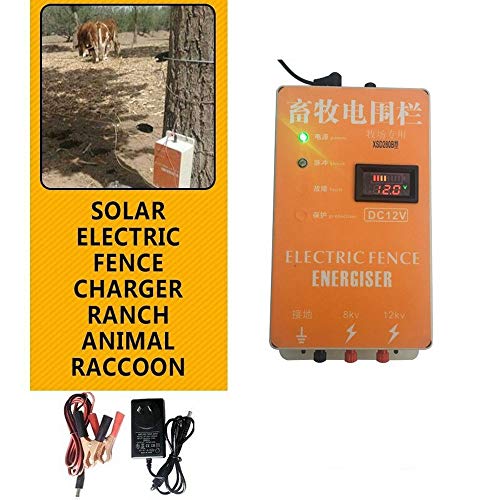Haomingxing Cerco eléctrico Solar Energizador Controlador de Pulso de Alto Voltaje Granja de Animales Cerco eléctrico Pastor Cría Animales Controlador de cercado eléctrico para jardín 10KM（XSD280B）