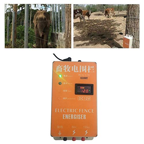 Haomingxing Cerco eléctrico Solar Energizador Controlador de Pulso de Alto Voltaje Granja de Animales Cerco eléctrico Pastor Cría Animales Controlador de cercado eléctrico para jardín 10KM（XSD280B）