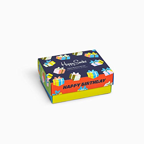 Happy Socks 2-Pack Happy Birthday Socks Gift Set, coloridos y alegres, Calcetines para hombre y mujer, Multicolor 2 pares (41-46)