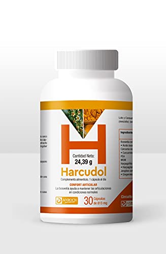 HARCUDOL - Potente antiinflamatorio natural a base de Boswellia, Cúrcuma, PEA ( (Palmitoiletanolamida), MSM, Harpagofito y Jengibre - 30 cap. -