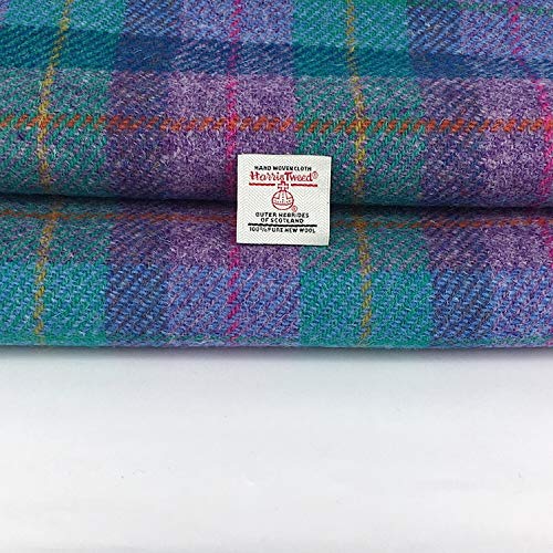 Harris Tweed Tela Violeta Teal Check 100% lana pura hecha en Escocia