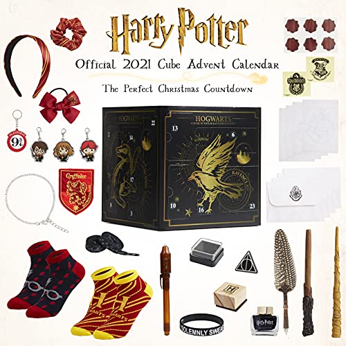 Harry Potter Calendario Adviento, Calendario Adviento 2021 con 24 Sorpresas, Caja Sorpresa Regalo Incluye Joyas Varita Magica
