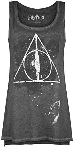 HARRY POTTER The Deathly Hallows Mujer Top Gris Oscuro S, 100% algodón, Ancho