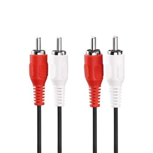 HDSupply AC040-100 Cable de extensión de audio estéreo, de 2 conectores RCA a 2 conectores RCA, diseño ultrafino, 10,0 m, negro