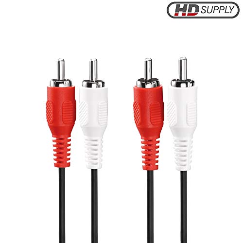 HDSupply AC040-100 Cable de extensión de audio estéreo, de 2 conectores RCA a 2 conectores RCA, diseño ultrafino, 10,0 m, negro