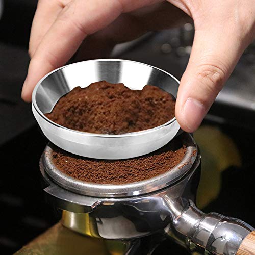 Heaveant Anillo dosificador de café, Embudo dosificador de café de Acero Inoxidable Molinillo de Granos de café Anti-Moscas Anillo de café para máquina de café con Mango de 58 mm
