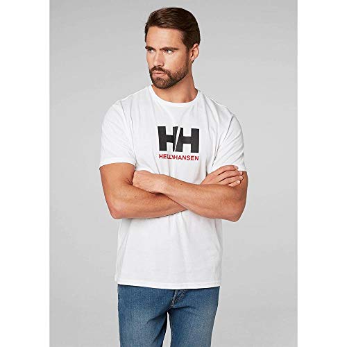 Helly Hansen T-Shirt Camiseta de Manga Corta Hecha de algodón, con Logo HH en el Pecho, Hombre, Blanco, M