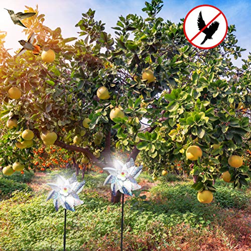 Hemoton Molinillos Metálicos Rueda de Alfiler Holográfica Brillante Ahuyentar a Las Aves para La Fiesta de Jardín Decoración de Césped Juguete para Niños Plata 2 Juegos