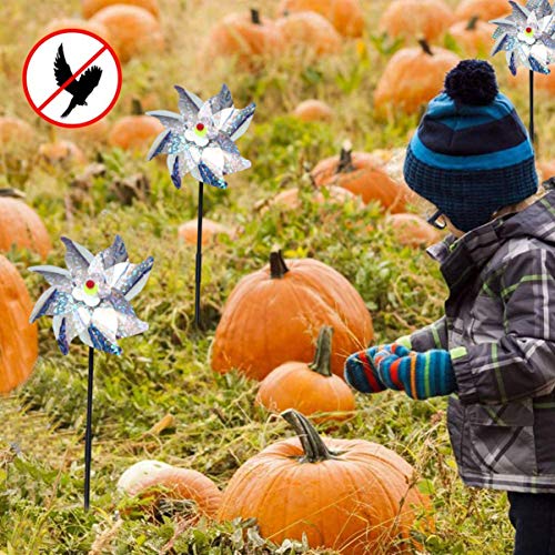 Hemoton Molinillos Metálicos Rueda de Alfiler Holográfica Brillante Ahuyentar a Las Aves para La Fiesta de Jardín Decoración de Césped Juguete para Niños Plata 2 Juegos