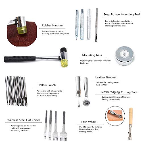 Herramientas de trabajo de cuero 44 piezas Kit de herramientas de artesanía de cuero