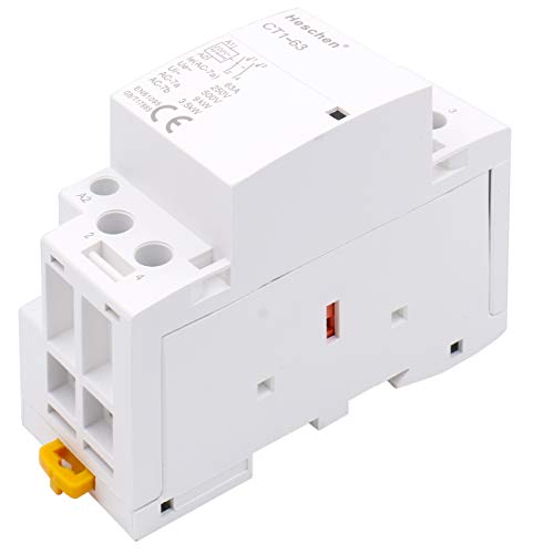 Heschen Contactor de CA del hogar CT1-63 Ie 63A 2 polos dos normalmente abiertos 220V/230V Voltaje de la bobina 35mm Montaje en riel DIN