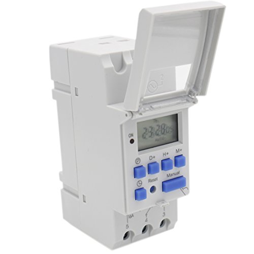 Heschen Interruptor de relé de temporizador semanal de alimentación, Digital, LCD, THC15A, AC 220V a 240V, 16A SPST, 35 mm, carril DIN